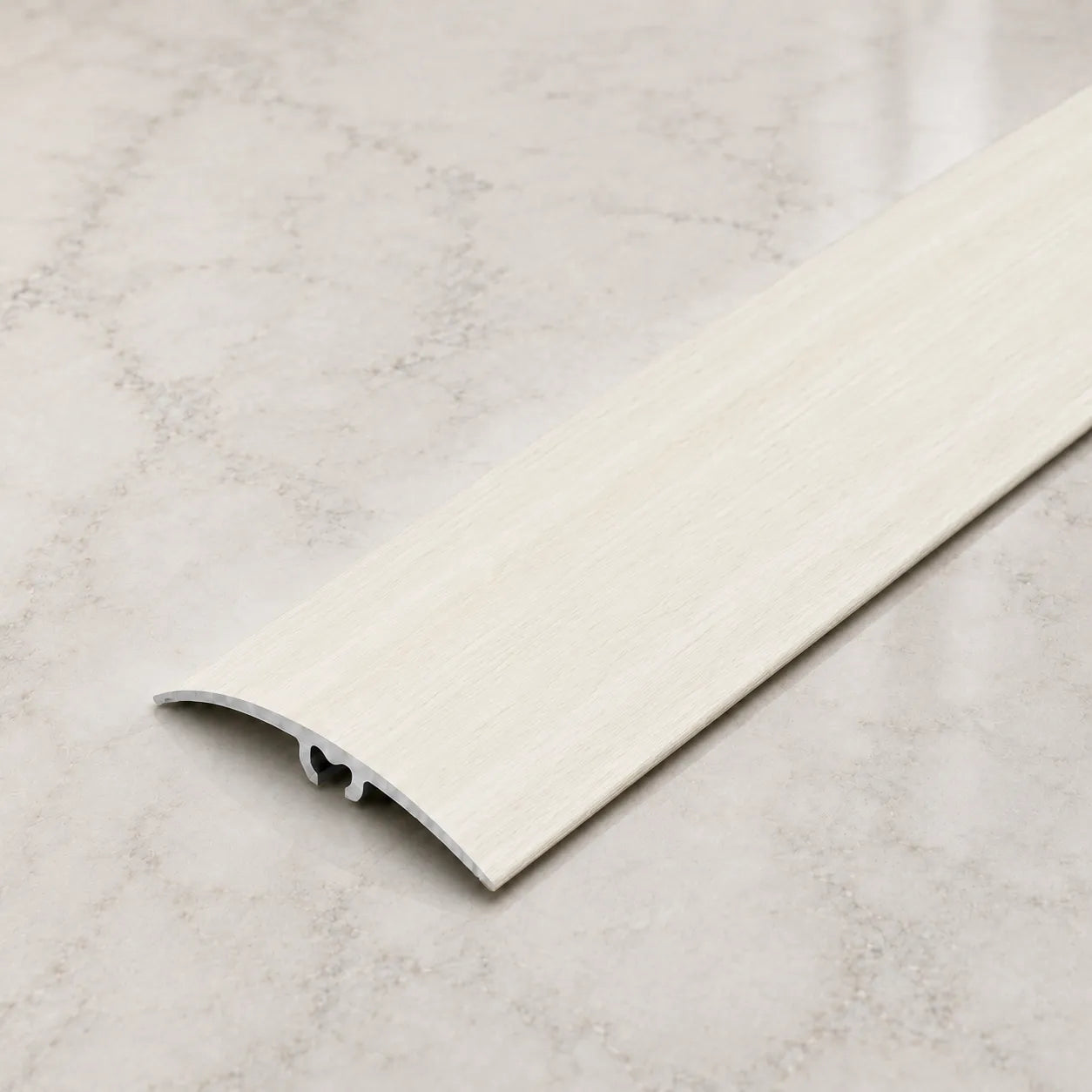 50mm Wood Effect Aluminium Door Threshold Strip in White Pine